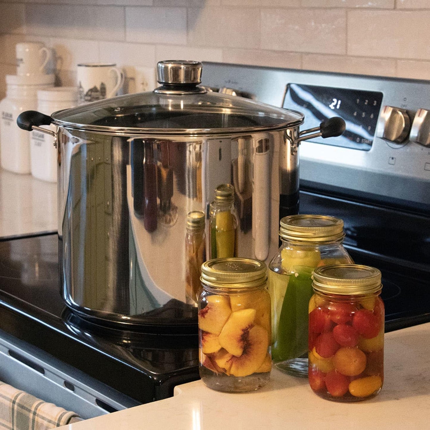 Lehman's 21.5-Quart Water Bath Canner with Pressure Gauge, Durable Stainless Steel Stockpot for Home Canning and Preserving, Silver