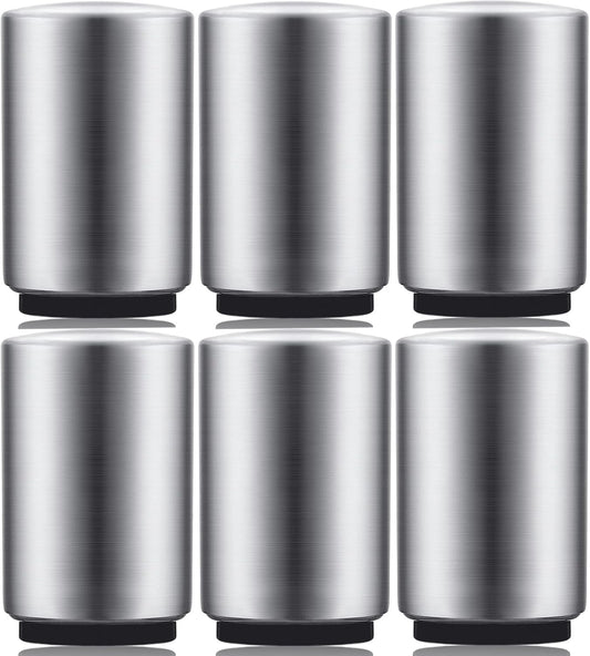 6 Pack Premium Beer Bottle Opener (Silver), Automatic Bottle Openers, Stainless Steel Push Down Beer Opener, No Damage to Bottle Cap, Portable Pop the Top Bottle Opener for Home Bars Camping Party
