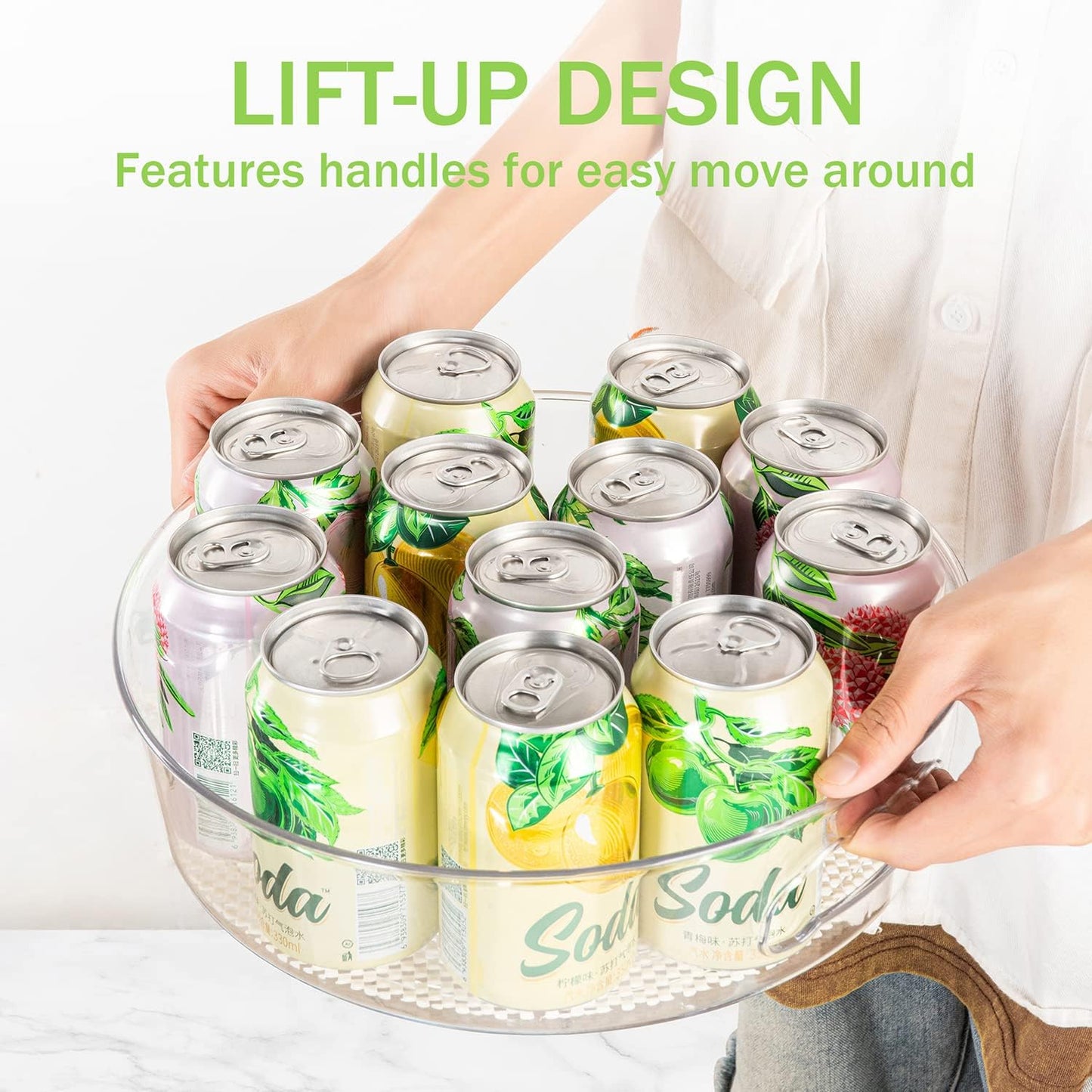 3 Pack Lazy Susan Organizer for Pantry Storage with Non-Skid Liner, 12" Clear Rotating Lazy Susan Turntable for Coner Cabinet, Kitchen Sink, Bathroom, Countertop, Lift-up Design for Easy Moving