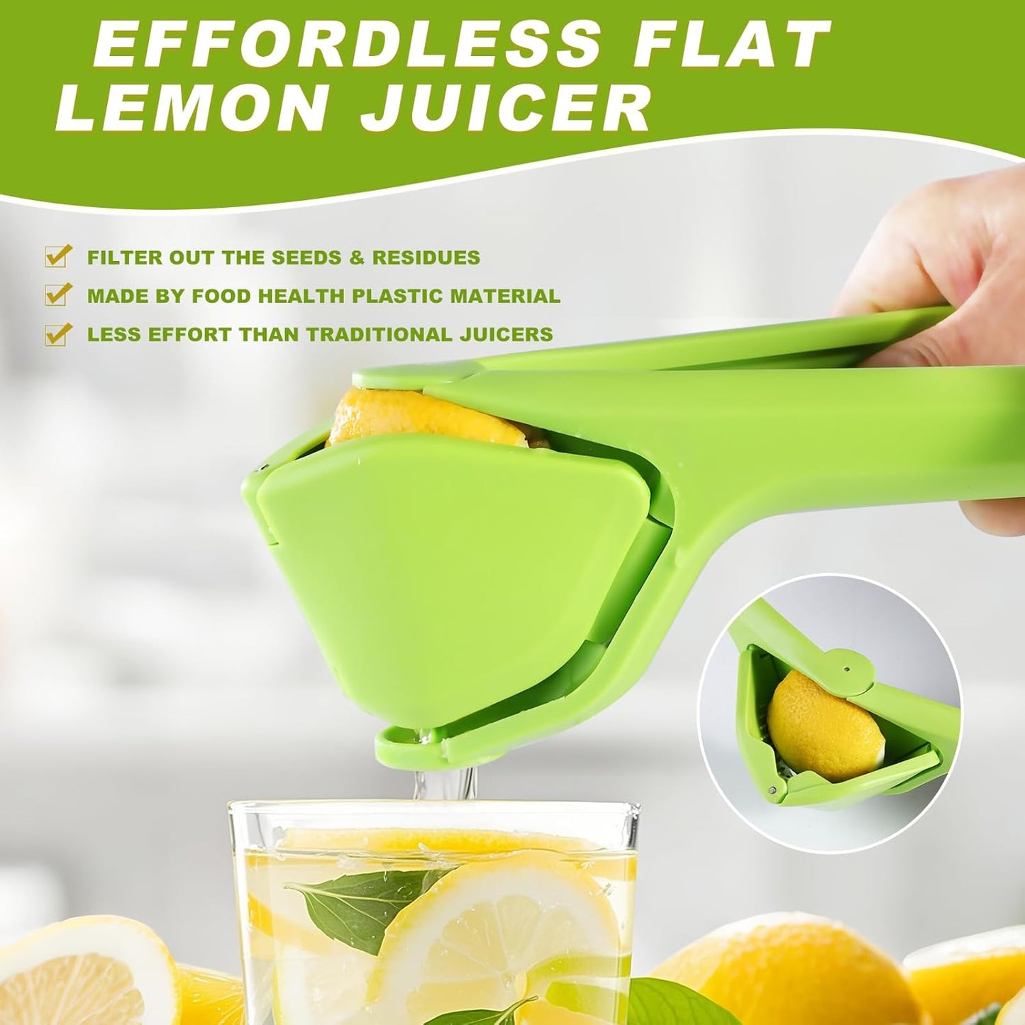 Lemon Squeezer, Effective Squeezing Juice Press, Easy-to-Use, Sturdy Flat Manual Lemon Juicer, Lime Squeezer, Citrus Juice Presser, to Squeeze Lemons, Limes, Citrus, oranges And Other Fruits