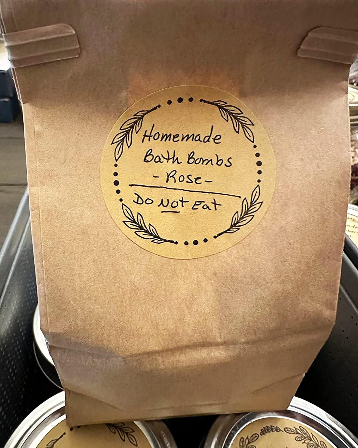 500pcs 2" Label Stickers for Jars and Lids, 4 Different Wreath Designs, Kraft Sticker Labels for Pantry, Mason Jars, Canning, Bottles