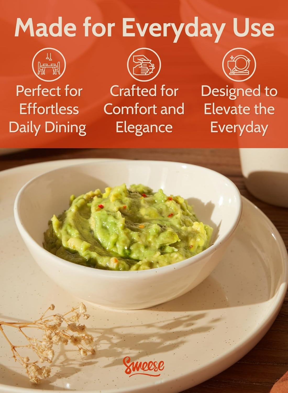 Sweese 4 oz porcelain bowls set of 6 - small dipping, sauce, snack side dish bowls - microwave, dishwasher, oven safe beige