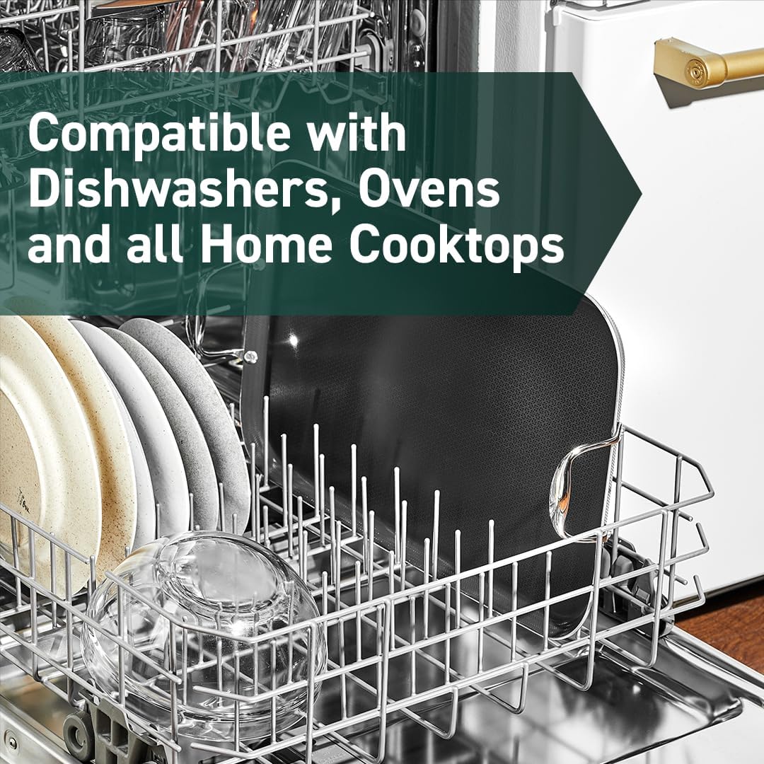 HexClad Hybrid Nonstick Double Burner Griddle, Stay-Cool Handles, Dishwasher-Friendly, Oven-Safe Up to 900°F, Induction Ready, Compatible with All Cooktops