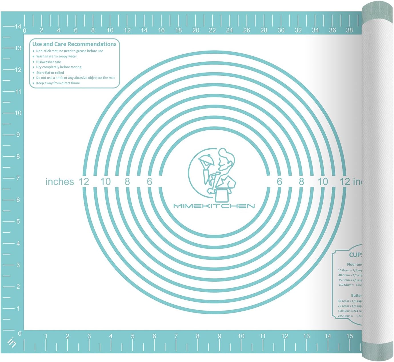 Non-Stick Silicone Baking Mat for Pastry, Dough Rolling, Cookie, Bread, Pie Crust - Nonslip Fondant Counter Mat, Oven Liner for Making Cookies, Macarons, Bread - Baking Essential Tools