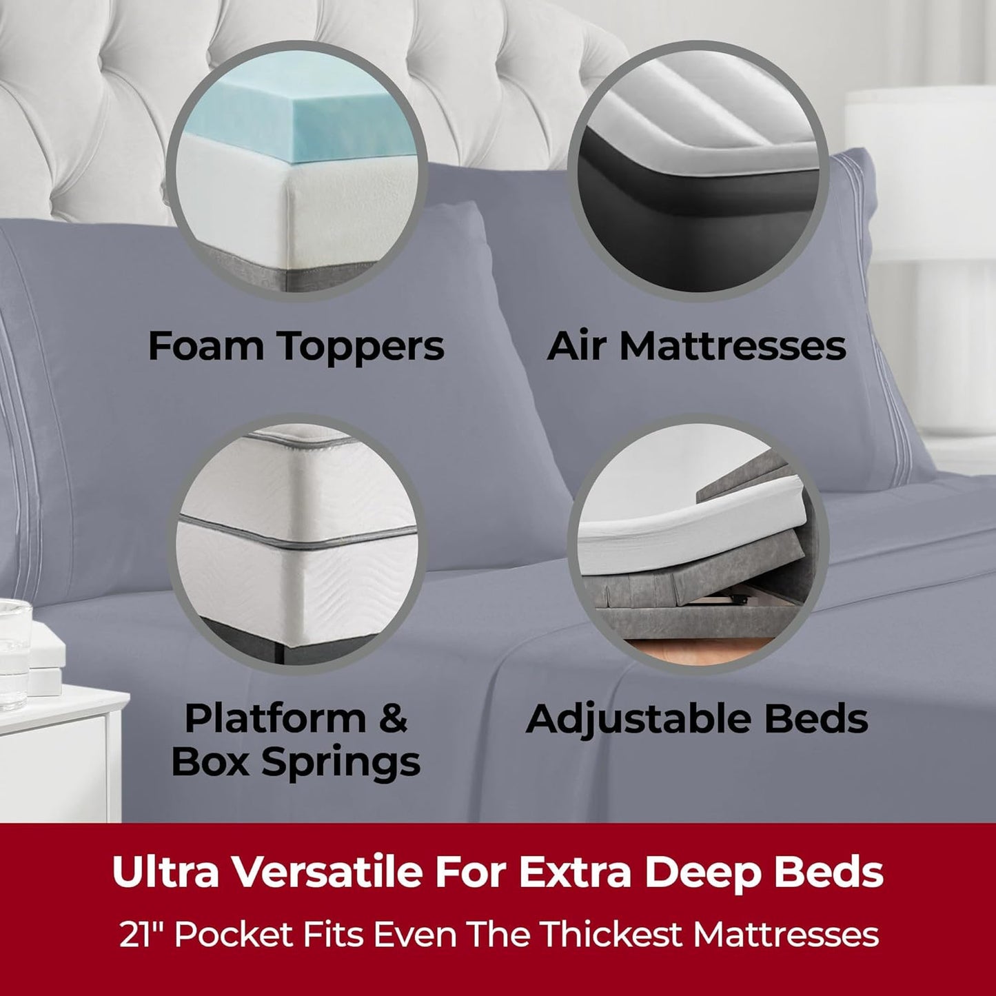 Mellanni Extra Deep Full Sheets - 4 PC Iconic Collection Bedding - Hotel Luxury, Ultra Soft, Cooling Bed Sheets - Wrinkle, Fade, Stain Resistant (Full, Navy Blue)