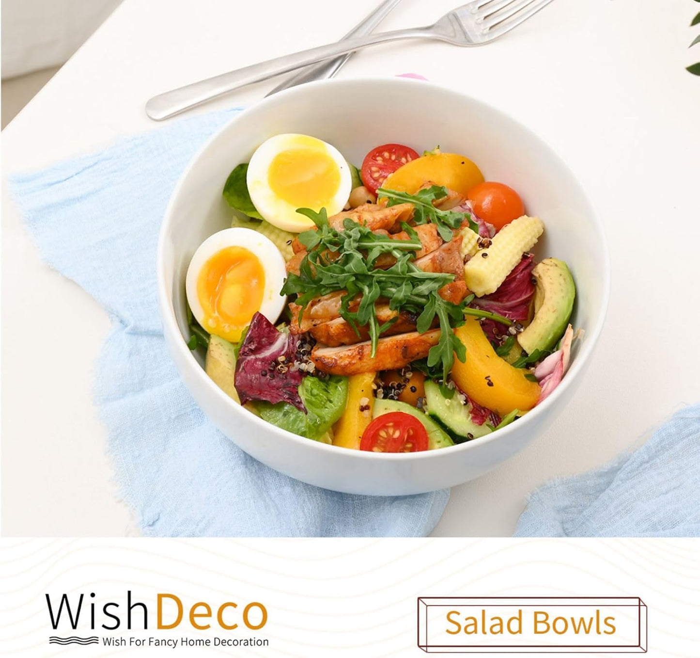 Large Soup Bowls Set of 3, Ceramic Salad Bowls 37 oz, White Pasta Bowls 7 inch, Serving Bowl for Cereal, Noodle Ramen, Pho, Fruit