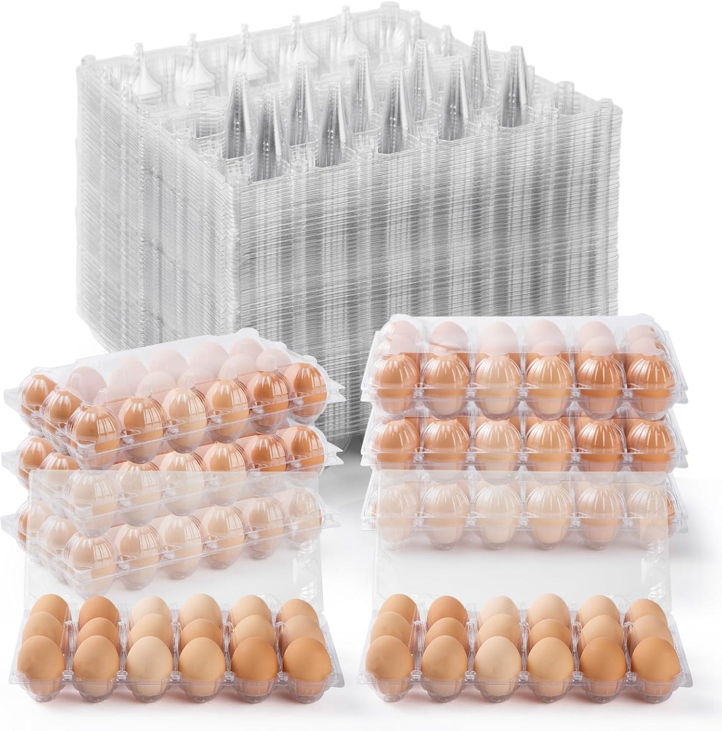 40PCS Plastic Egg Cartons 18 Count,Clear Egg Cartons Cheap Bulk for Fresh Eggs,Reusable Egg Holder for Family,Pasture,Farm Markets Display - Medium Egg Containers 3x6 Grids