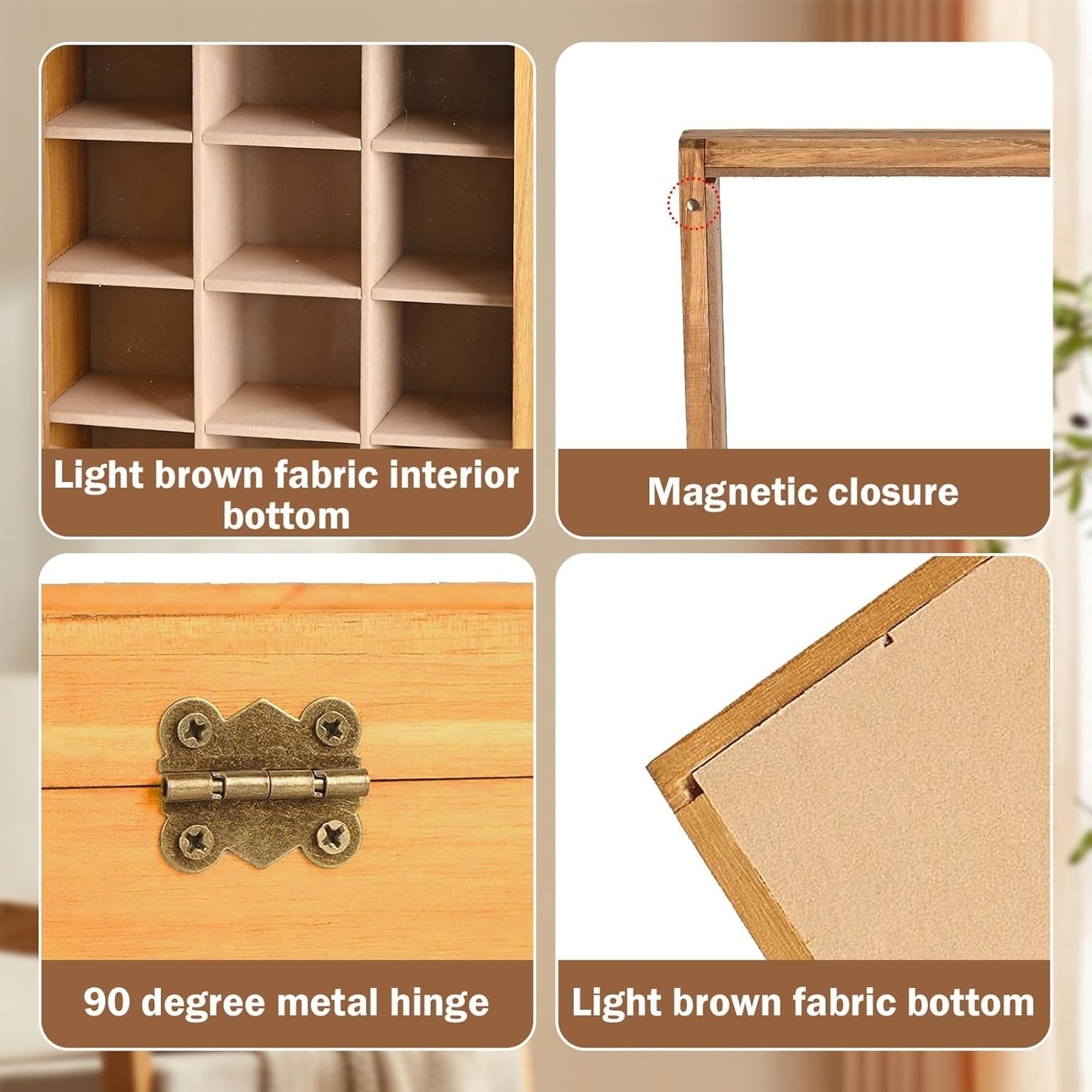 Wood Tea Box Organizer 12 Compartment Multi-Functional Storage Box with Clear Acrylic Window,Tea Bag Holder for Cabinet.