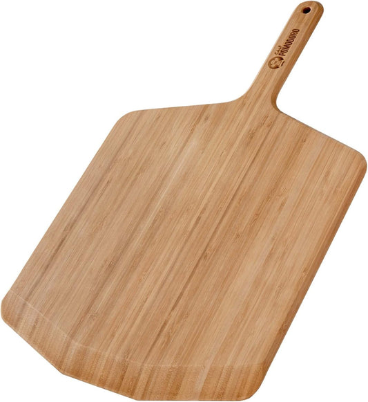 Chef Pomodoro Wooden Pizza Peel 14 inch, Homemade Wood Pizza Paddle, Board with with Handle, Indoor and Outdoor Oven Accessories, Spatula Gourmet Prep Shovel for Launching and Serving Pies and Bread