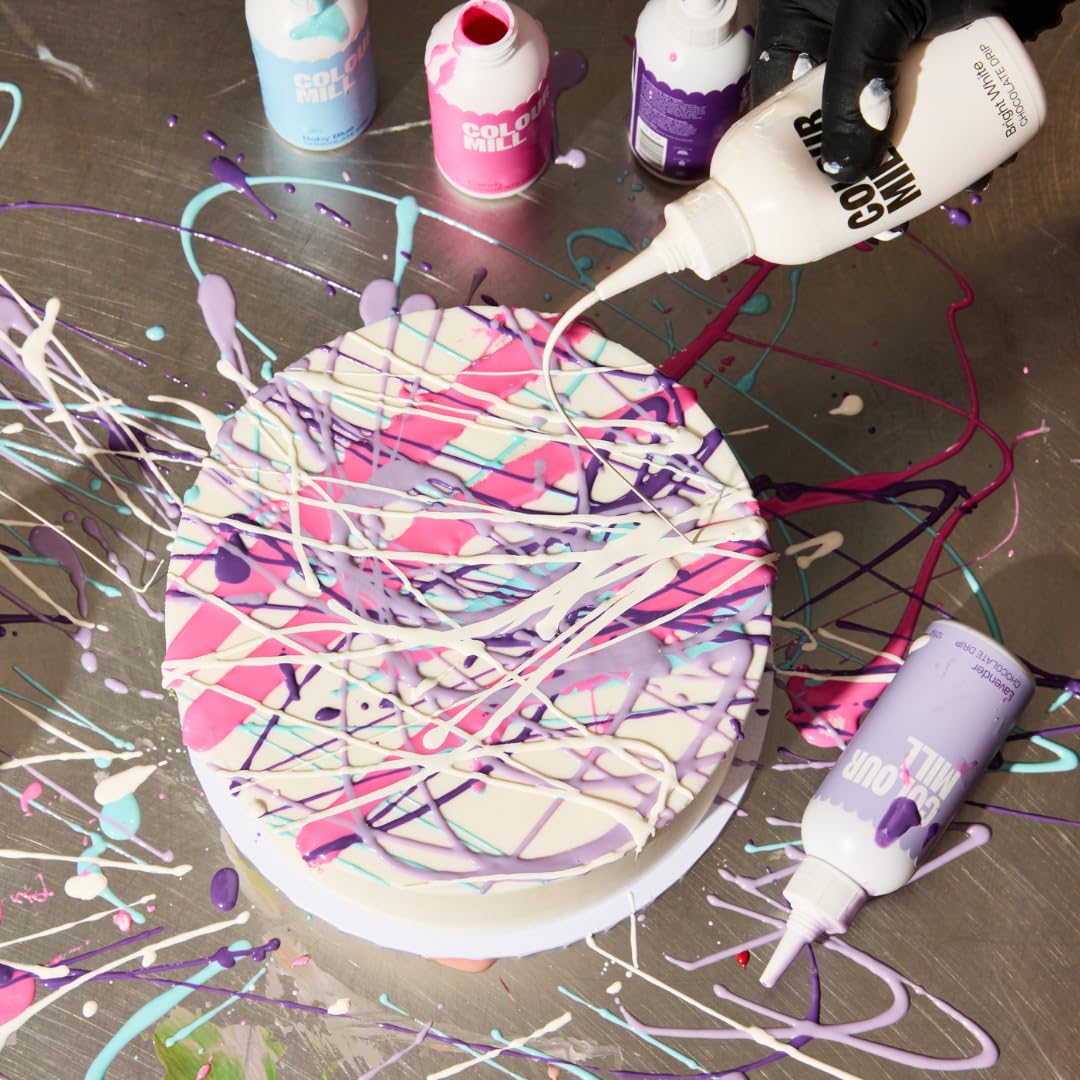 Colour Mill Chocolate Drip Easy-Melt Drizzle for Desserts, 125 Grams Bright White