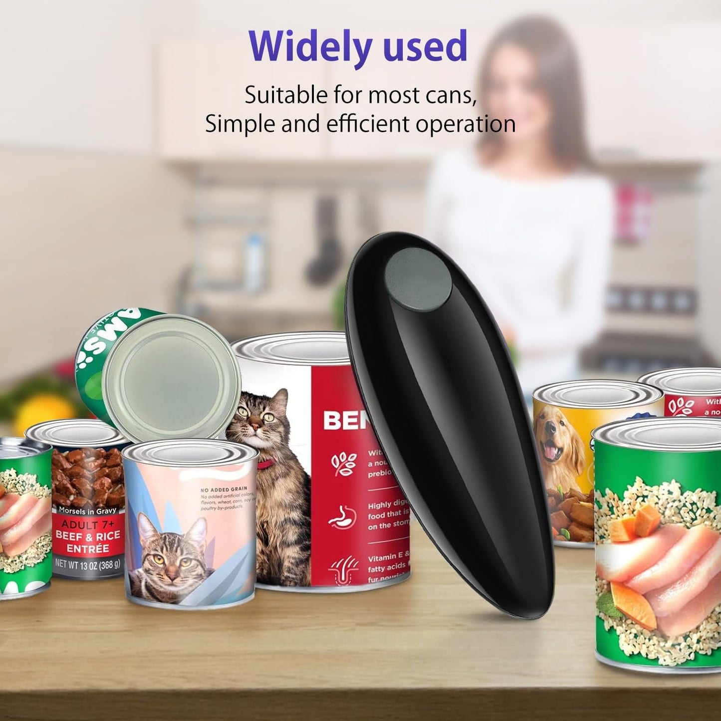 Electric Can Opener, Automatic Handheld One-touch Can opener, Smooth Edge Kitchen Gadget Can Openers for Seniors with Arthritis