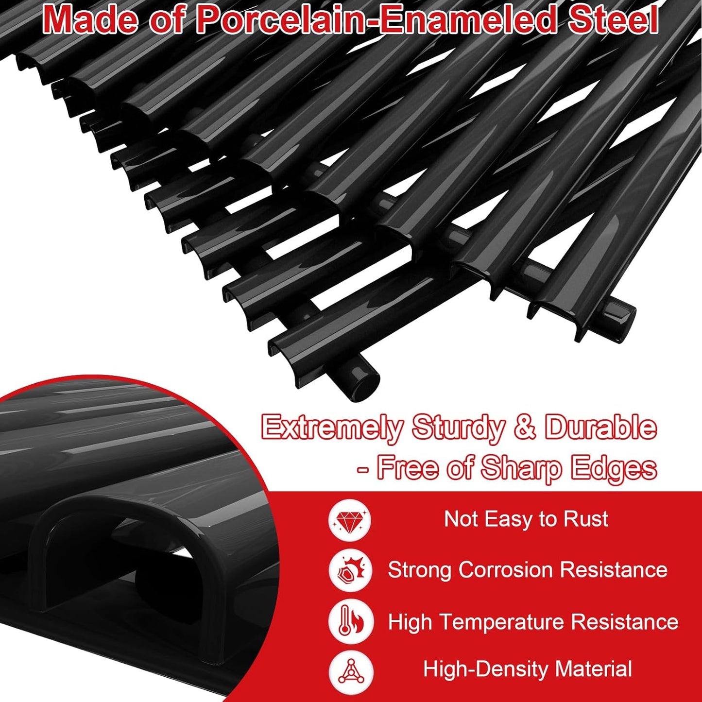 DELSbbq 17.4" x 11.8" Grill Cooking Grates for Weber Spirit 300, Spirit 700, Genesis Silver B/C, Genesis Gold B/C, Genesis Platinum B/C, Genesis 1000-3500,Grill Grates Replacement for 7525 7526 7638