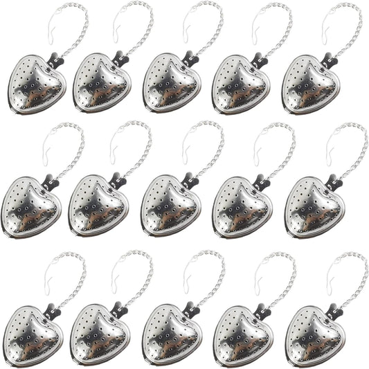 TIHOOD 15PCS Tea Strainer Stainless Steel Mesh Tea Ball Infuser Premium Tea Filter Tea Interval Diffuser with Extended Chain Hook for Loose Leaf Tea and Spices & Seasonings