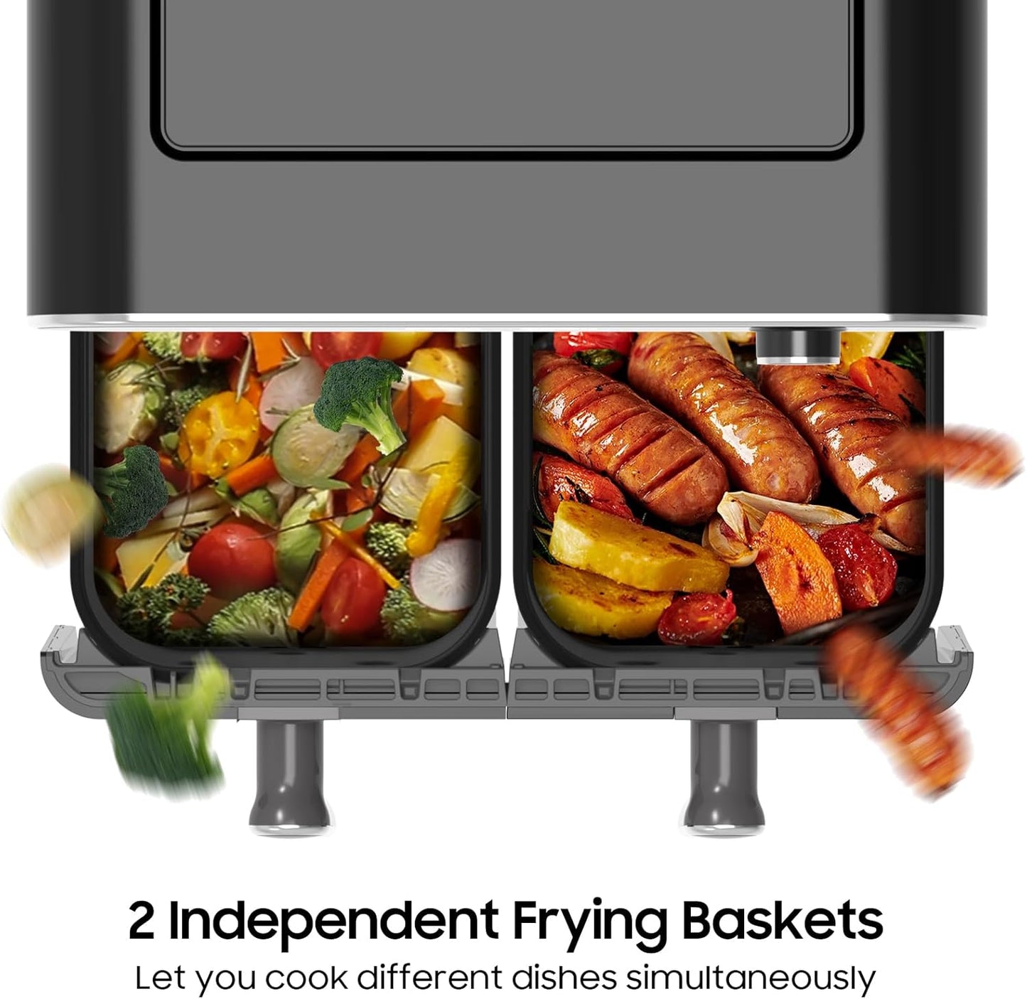 iceagle Dual Air Fryer 11 Quart - 6-in1 Airfryer with 2 Frying Baskets, Precise-control Knob | Sync & Dual Cook Functions to Ary Fry, Roast, Broil, Reheat and Dehydrate for Easy and Crispy Meals
