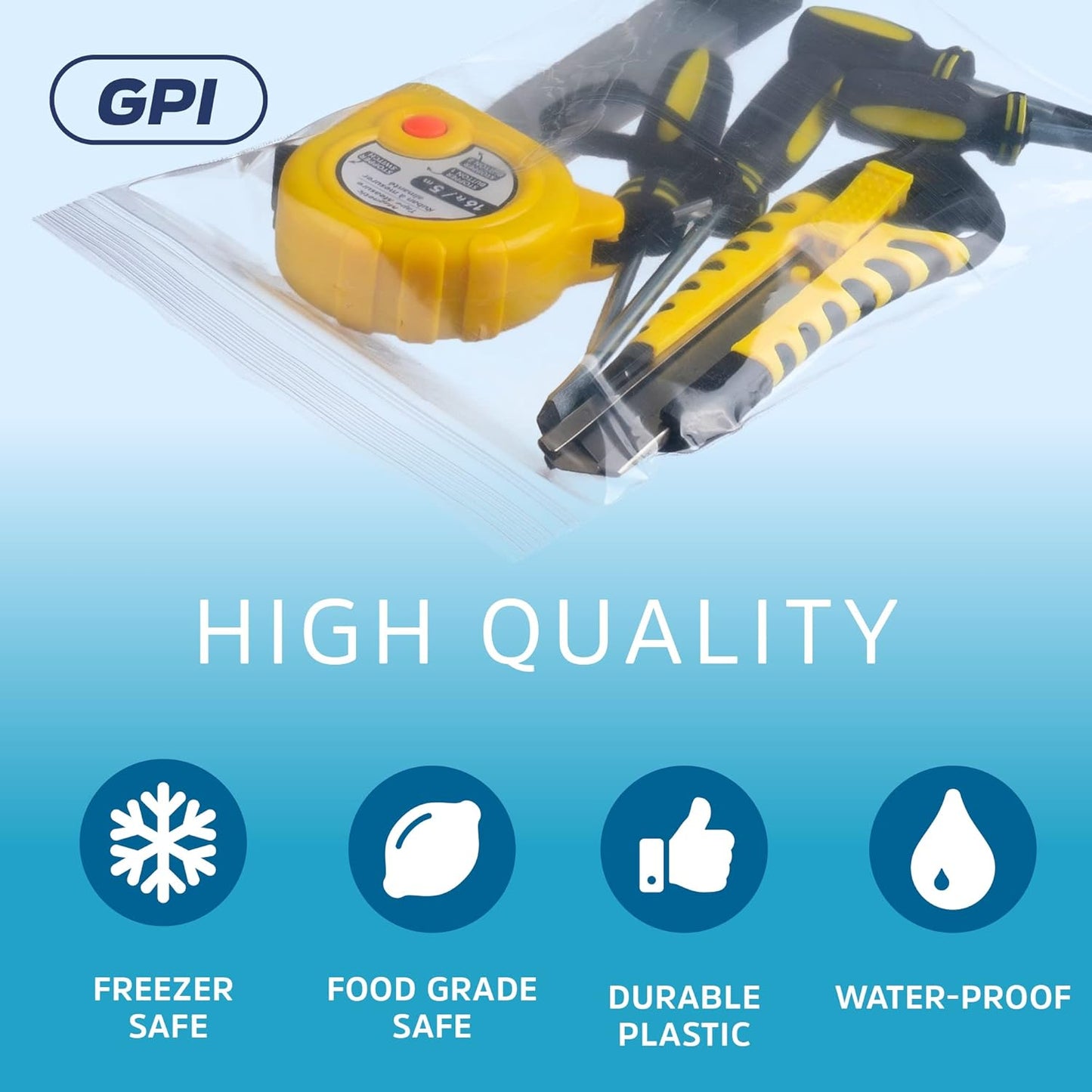 CLEAR PLASTIC RECLOSABLE ZIP BAGS - Bulk GPI Pack Of 100 5" x 8" 4mil Thick Heavy Duty strong & Durable Poly Baggies With Resealable Zipper Lock For Travel, Storage, Packaging & Shipping.