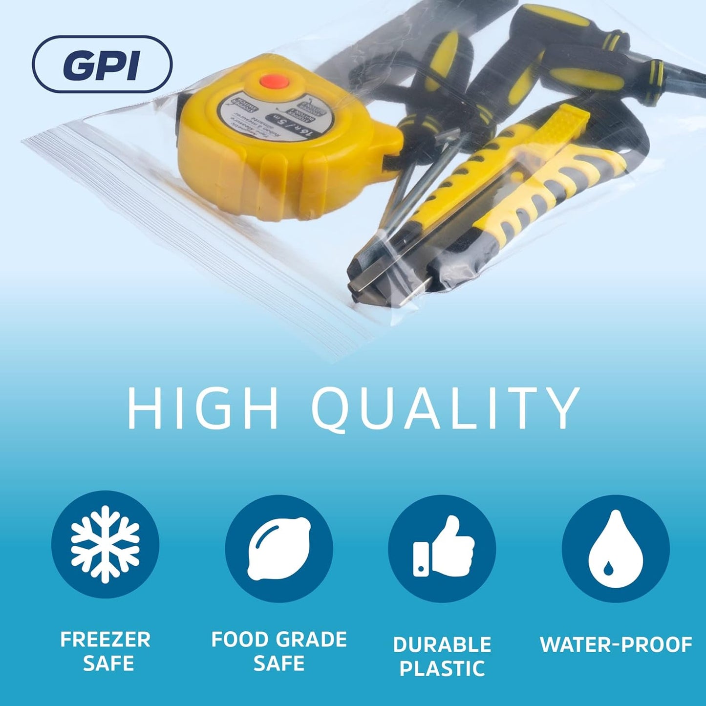 CLEAR PLASTIC RUSABLE ZIP BAGS - Bulk GPI Case Of 1000 6" x 9" 4 mil Thick Heavy Duty, Strong & Durable Poly Baggies With Resealable Zipper Lock For Travel, Storage, Packaging & Shipping.