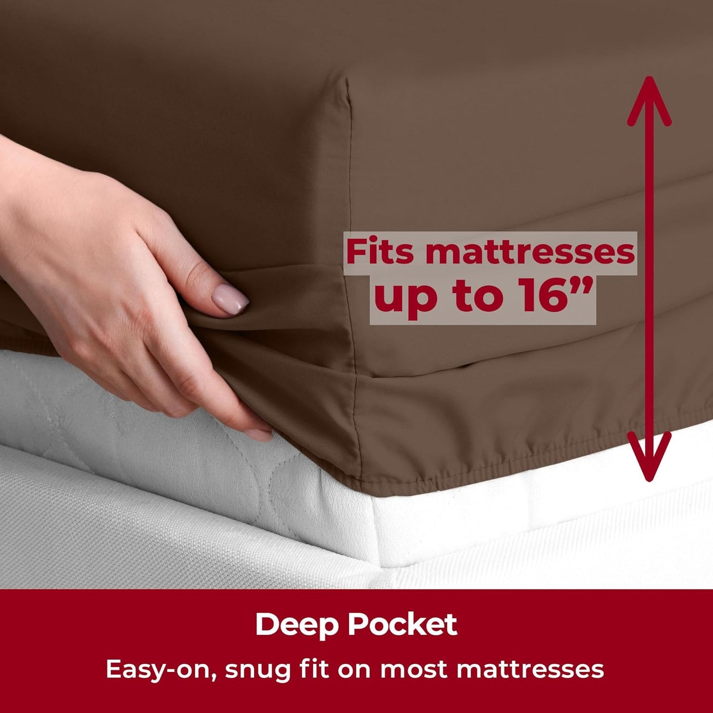 Mellanni Twin Sheets Set - 3 PC Iconic Collection Bedding - Hotel Luxury, Extra Soft, Cooling Bed Sheets - Wrinkle, Fade, Stain Resistant (Twin, Brown)