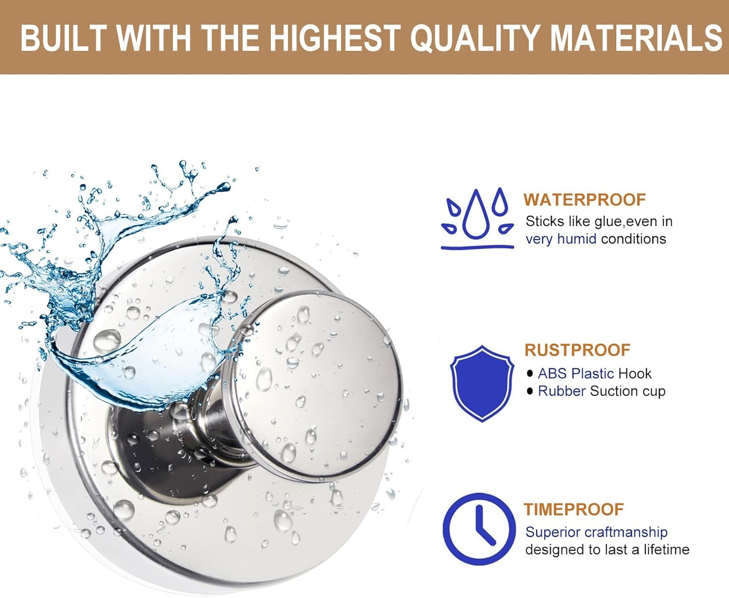 ZESLMG Suction Cup Hooks for Shower Wall, Door Wreaths, Removable Inside Shower Towel Hooks for Bathroom Window Glass Kitchen- Bath Robe Loofah Suction Hooks for Hanging More Surfaces (Chrome, 2 Pack)