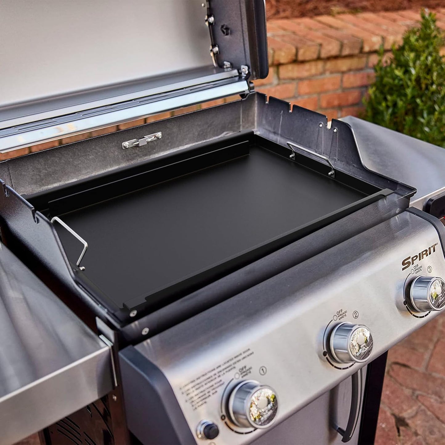 6787 Full-Size Rectangular Griddle Replacment Parts for Weber Spirit I & II 300 Series Gas Grills, Flat Top Griddle Insert with Handles for Weber Spirit E-320 S-320 E-310 S-310, Non-stick Carbon Steel