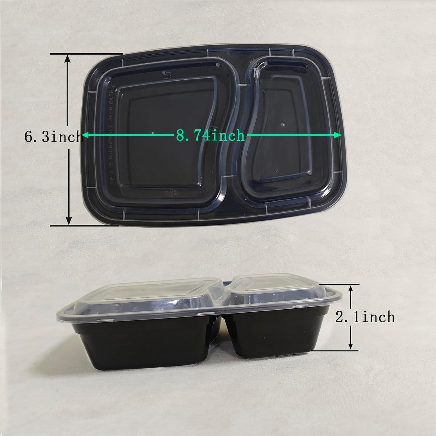 50 Packs 28oz 2-Grid Disposable Meal Prep Containers with Lids,To Go Take Out Plastic Food Storage, Disposable Takeaway Boxes,Freezer, Dishwasher Safe Prep Containers