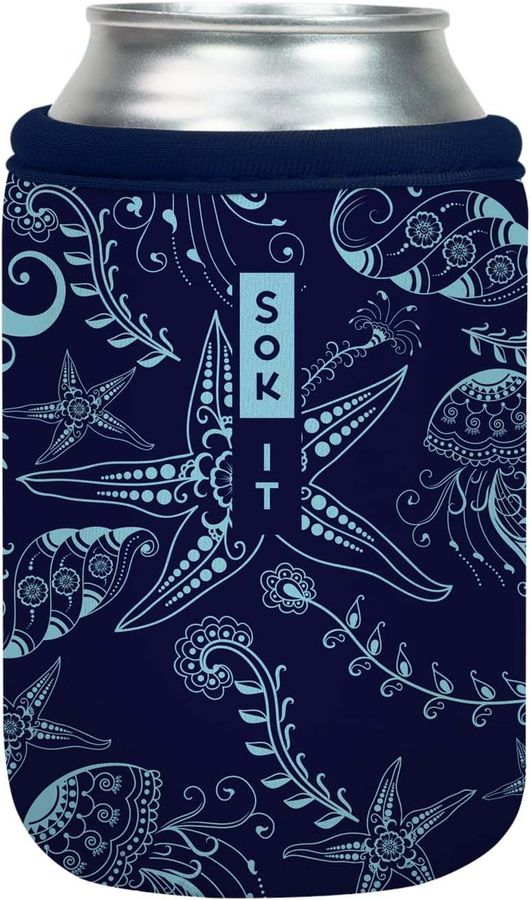 Sok It CanSok Sleeve for Beer & Soda Insulated Neoprene Cover (Ocean Oasis, 12oz Can Sleeve)
