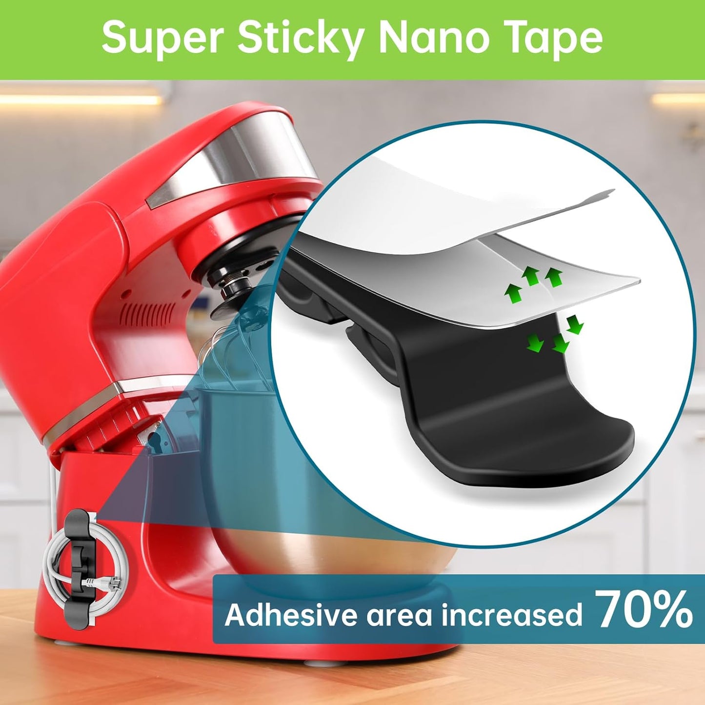 6PCS Cord Organizer for Appliances, Upgraded Kitchen Appliance Cord Wrap, Cord Holder Stick on Pressure Cooker, Coffee Maker, Air Fryer and Blender(6 Black)