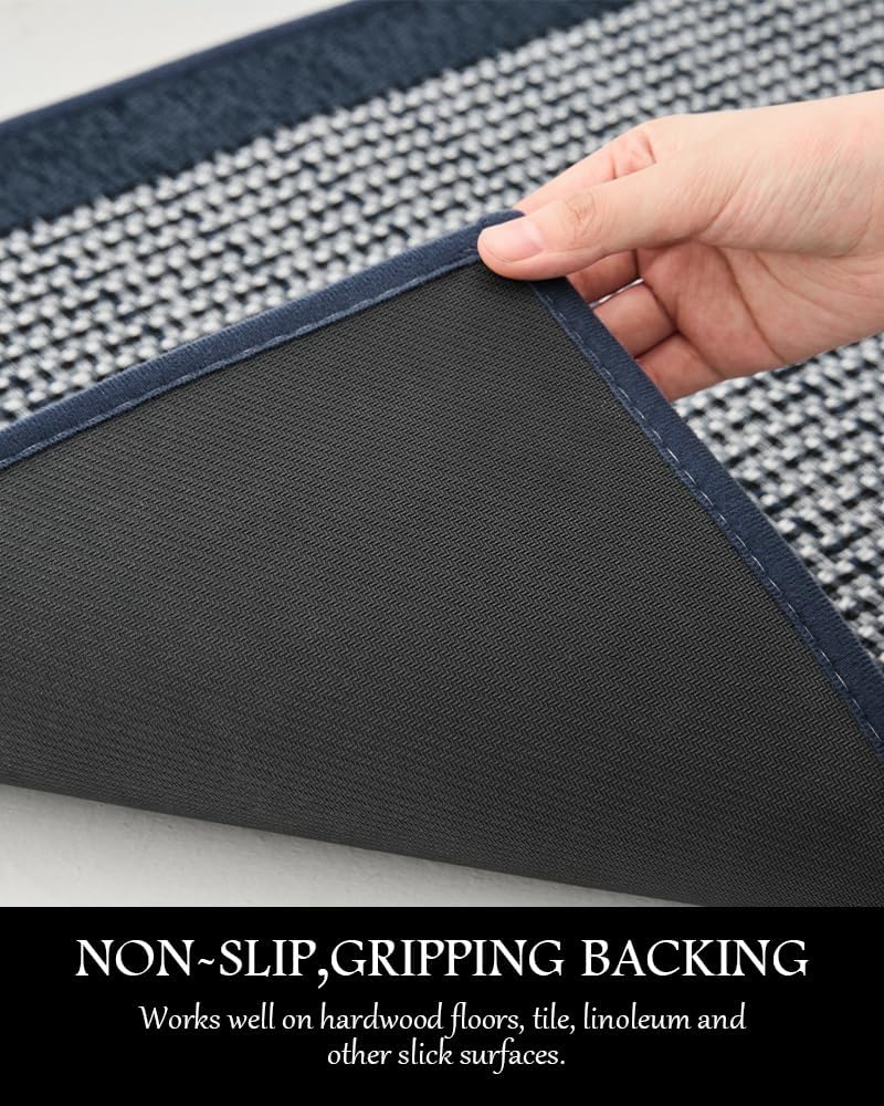 PADOOR Kitchen Mats for Floor, Kitchen Rugs Non Slip Washable, Rubber Backed Kitchen Runner Super Absorbent Long Kitchen Floor Mat Sink Rug, 20”x70” Blue