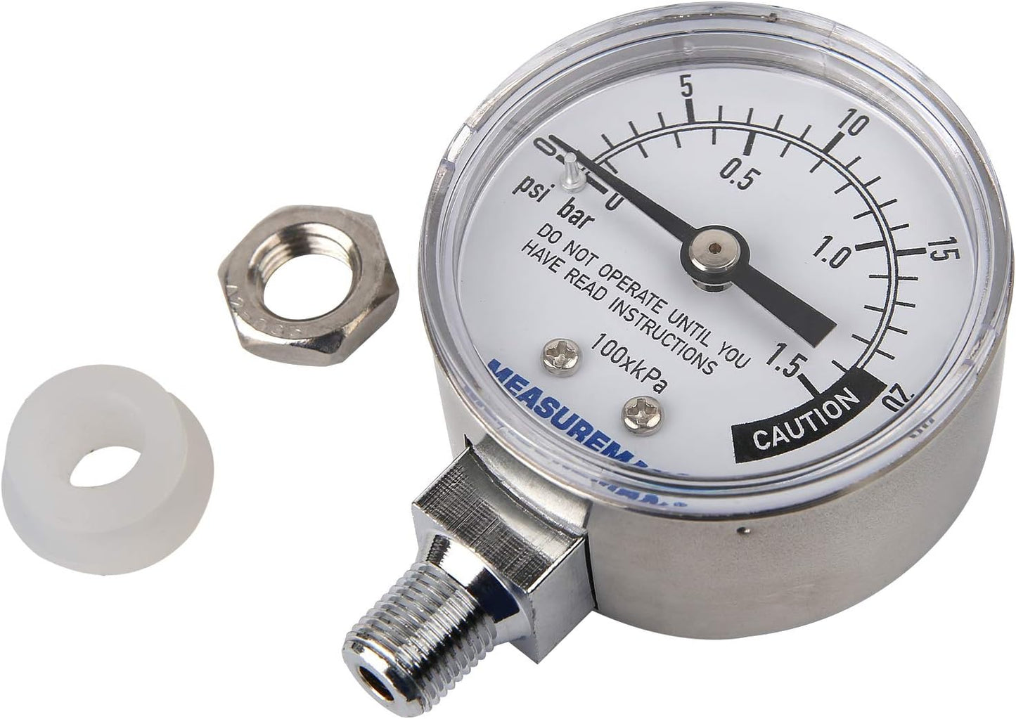 MEASUREMAN Stainless Steel Pressure Cooker Gauge, Pressure Canner Gauge, Steam Pressure Gauge, 2" Dial, Lower Mount, Including Hexagon Gasket and Nut