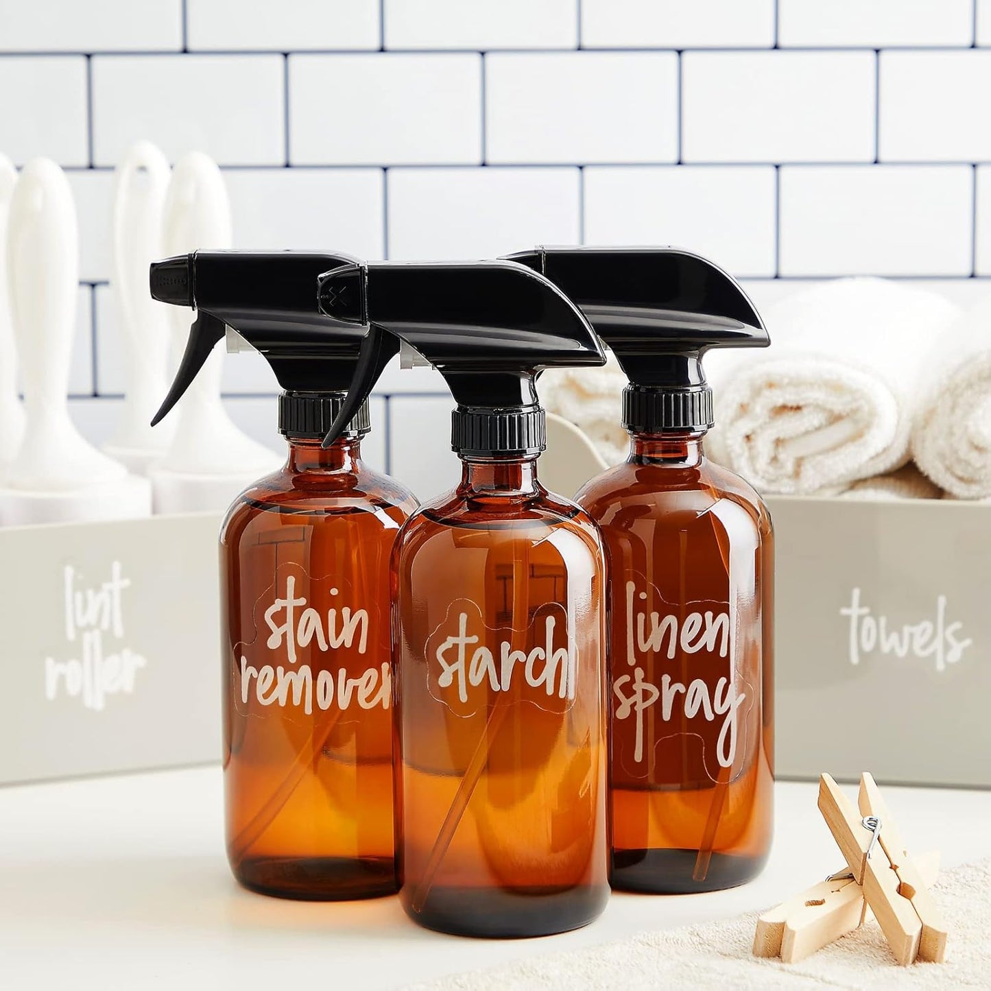 Talented Kitchen 141 Laundry Labels for Jars, Containers - Preprinted White Script Stickers for Linen Closet, Bathroom, Cleaning Supplies Organization, and Laundry Room (Water Resistant)