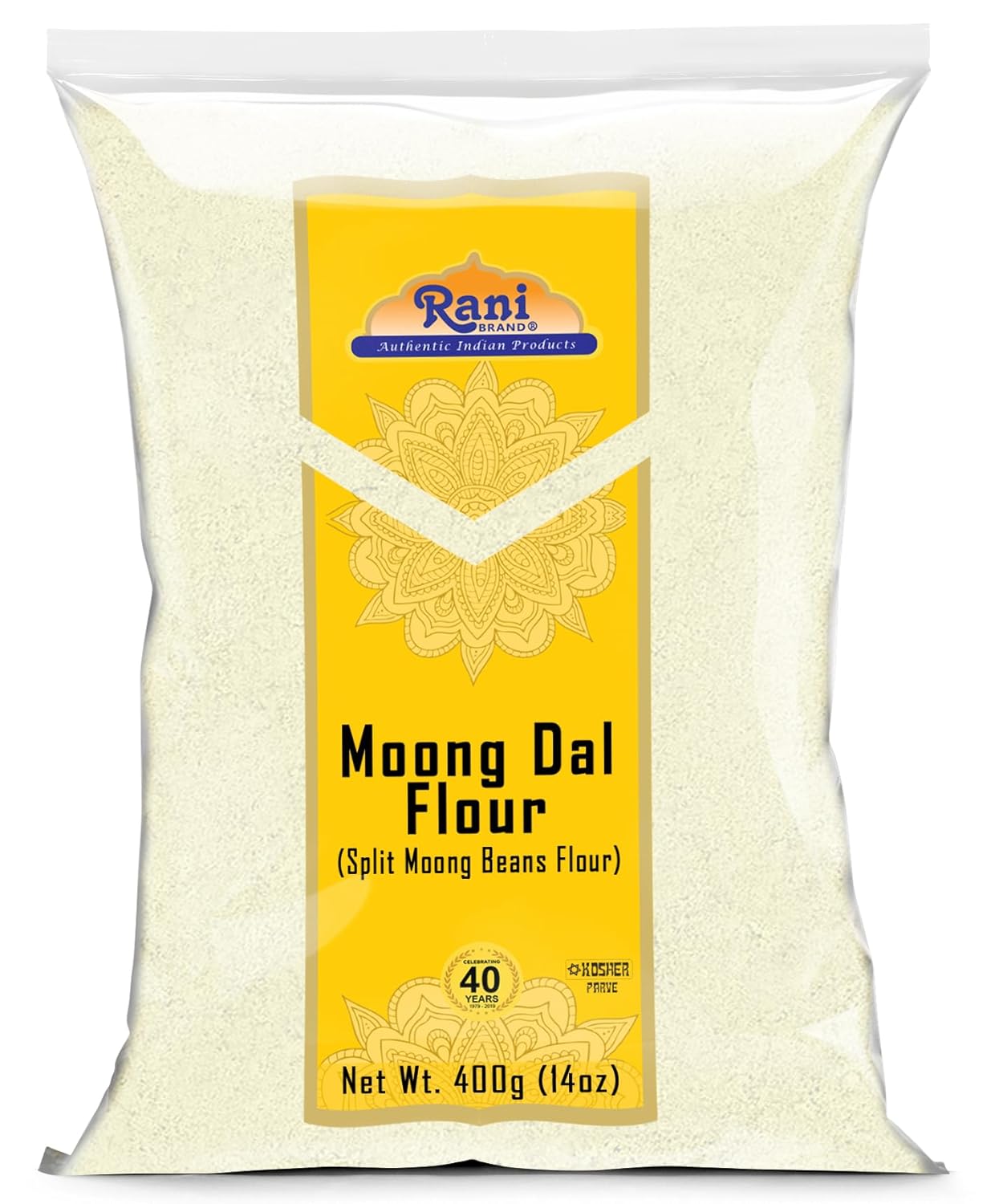 Rani Moong Flour (Mung Bean Flour, Green Gram Flour) 14oz (400g) ~ All Natural | Vegan | Gluten Friendly | NON-GMO | Kosher | Indian Origin