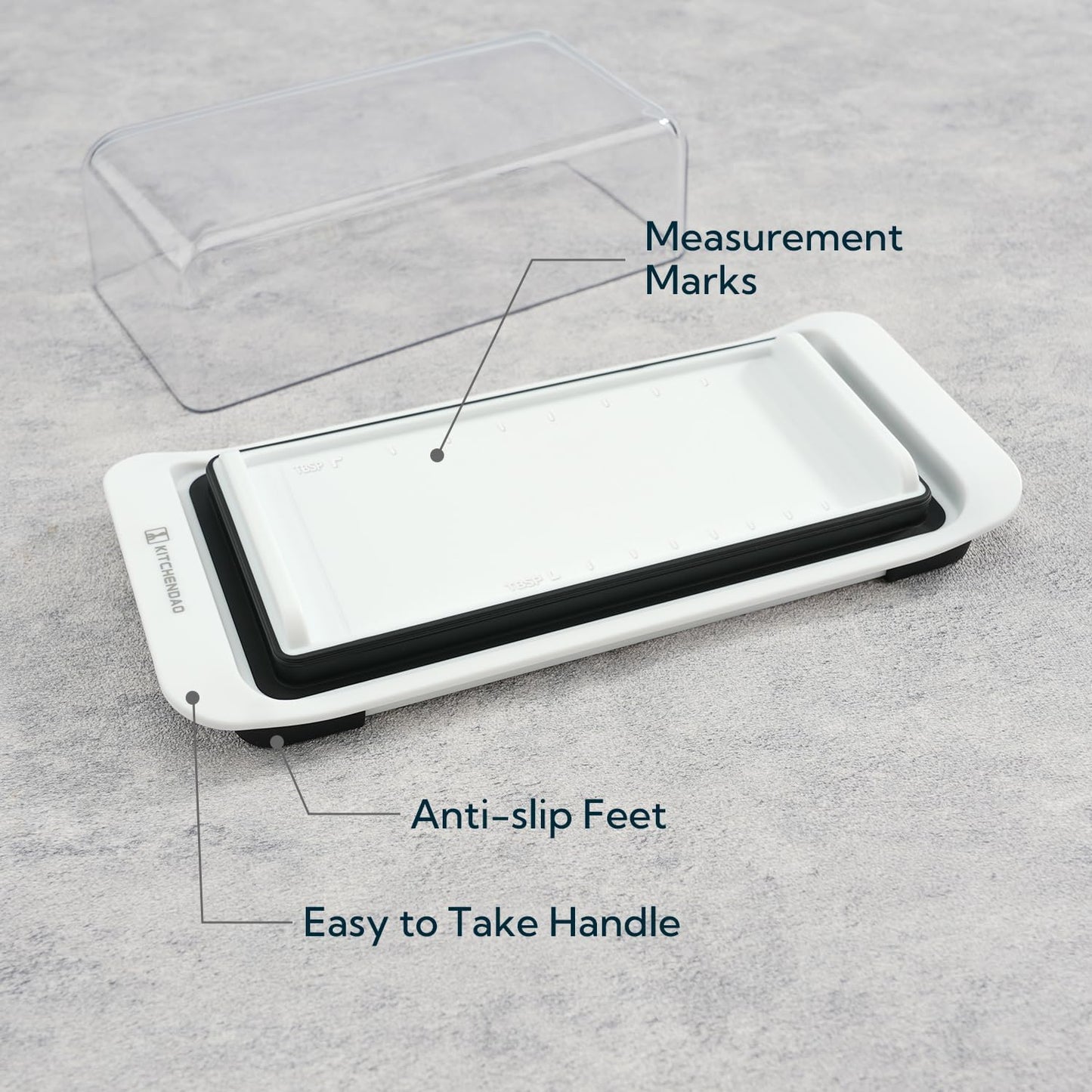 KITCHENDAO Large Airtight Butter Dish with Lid for Countertop and Fridge, Butter Keeper, Plastic Butter Holder Tray for 2 Sticks East Coast/West Coast/European Style/ Kerrygold Butter/ Cream Cheese