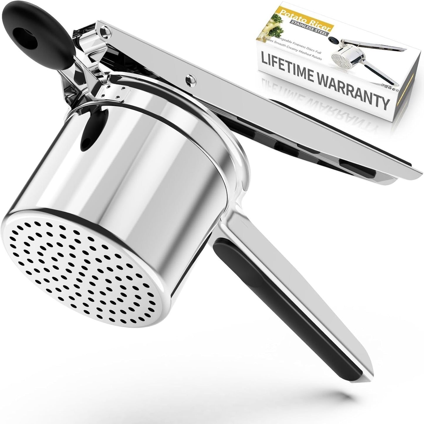 SPEENSUN Potato Ricer, Ricer For Mashed Potatoes, 15 OZ Heavy Duty Stainless Steel Potato Masher Make Fluffy Mashed Potatoes, Fixed Disc Spaetzle Maker Without Messy, With Silicone Handle