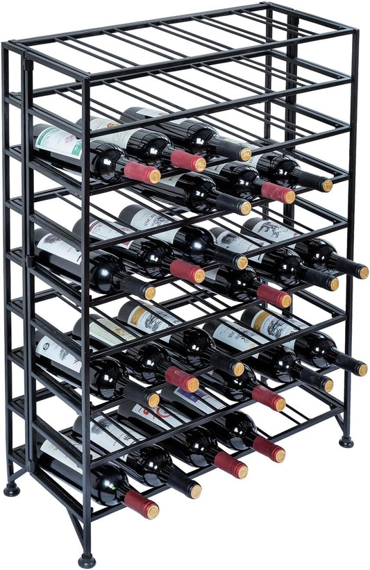 Wine Rack Freestanding Floor,Gray Metal Wine Rack, 9 Tier Wine Stand,Wine Storage Holds up to 54 Bottles,No Assembly Required