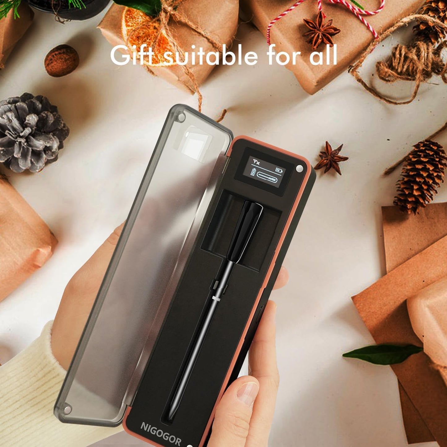 Smart Wireless Meat Thermometer with Thinnest Probe, Bluetooth Food Thermometer, Remote Tracking and Real-Time Readings from Apps, for iOS and Android, for BBQ, Grill, Smoker