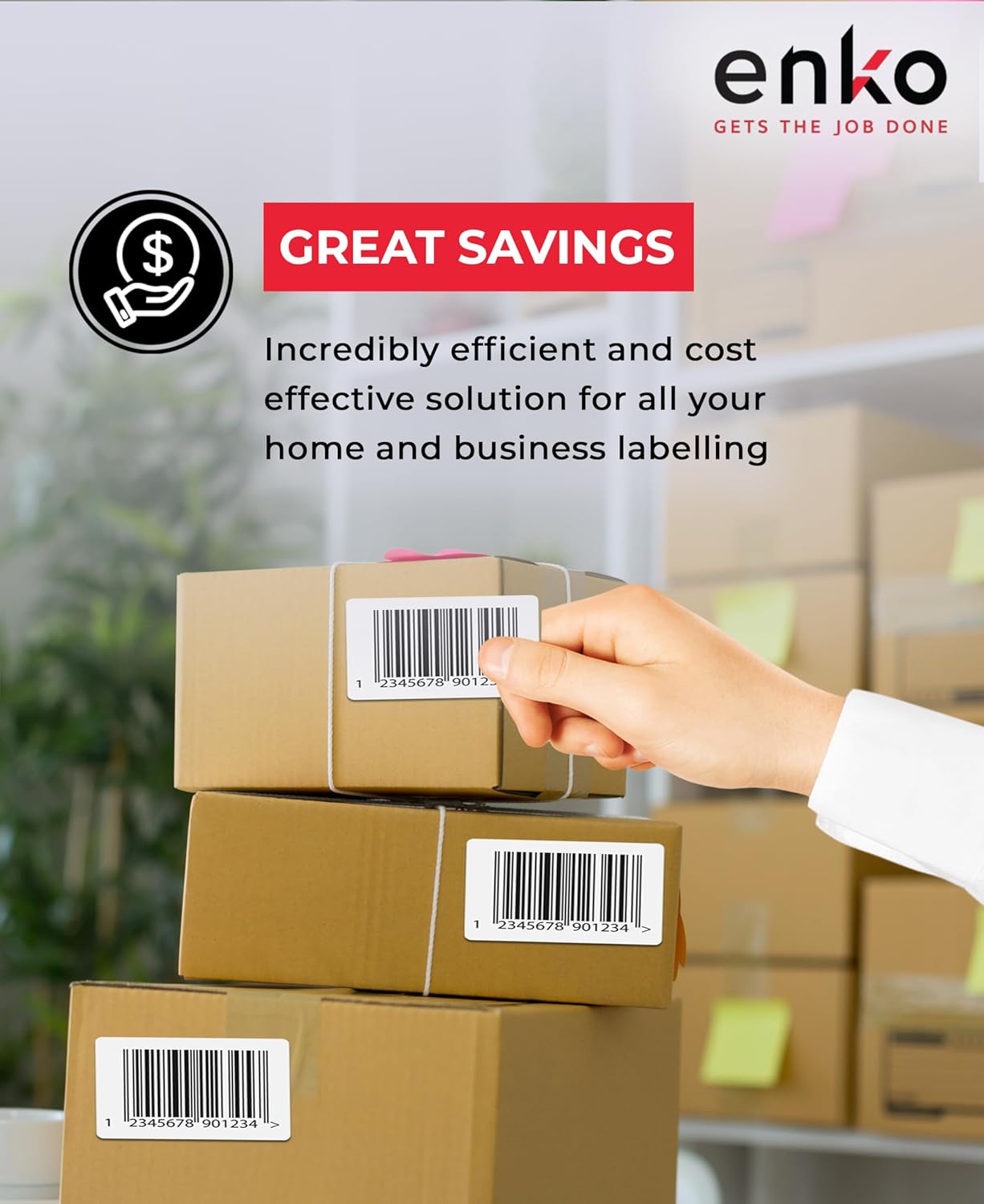 enKo 4" x 3" Labels for Zebra Desktop Printers (24 Rolls, 12,000 Labels) - Direct Thermal Address Mailing Shipping Barcode FBA Stickers FNSKU Label for Zebra and Eltron (Perforated)