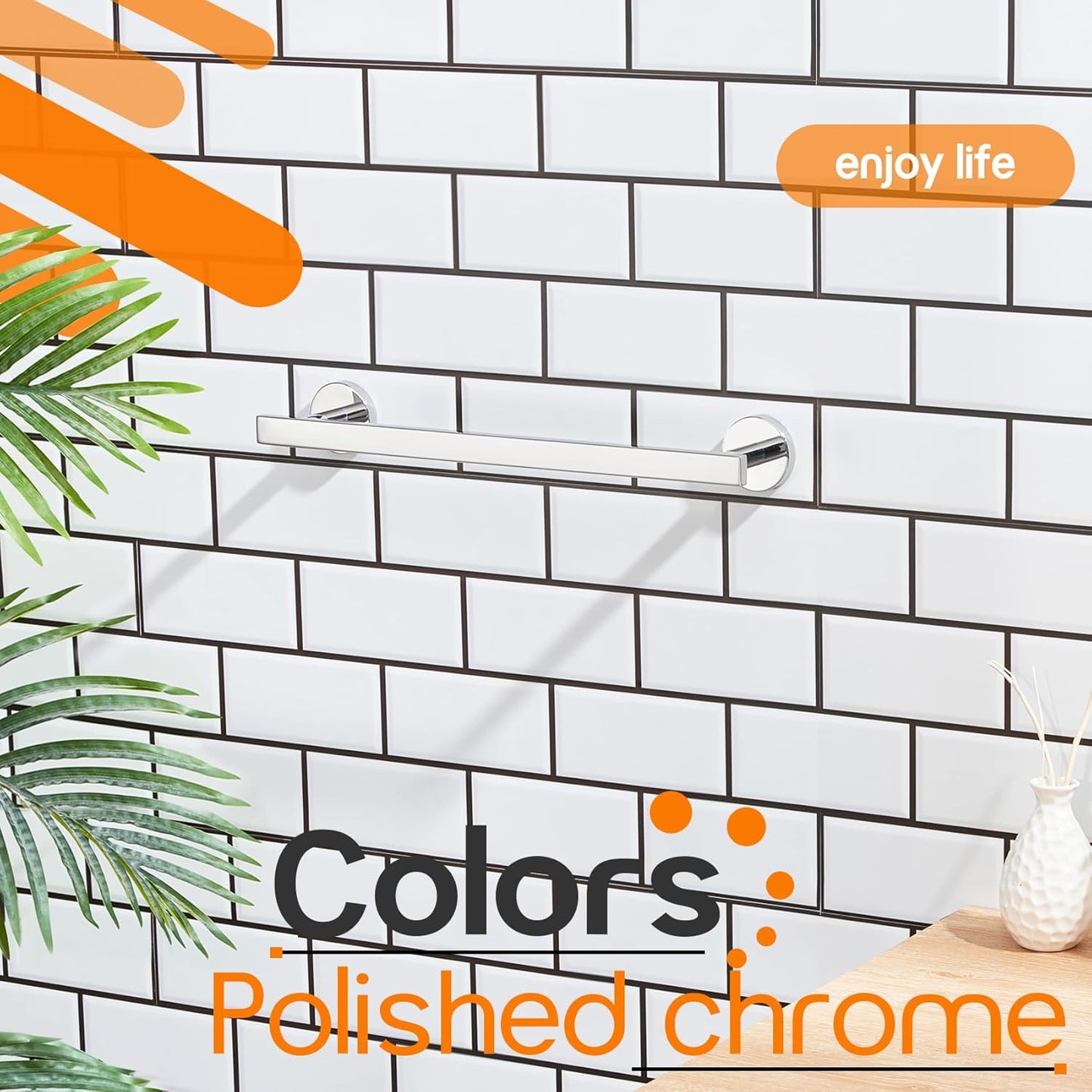 12 Inch Bathroom Towel Bar Bath Towel Rack Kitchen Towel Holder Towel Ring Wall Mounted SUS304 Stainless Steel Polished Chrome AN4001CH-L12