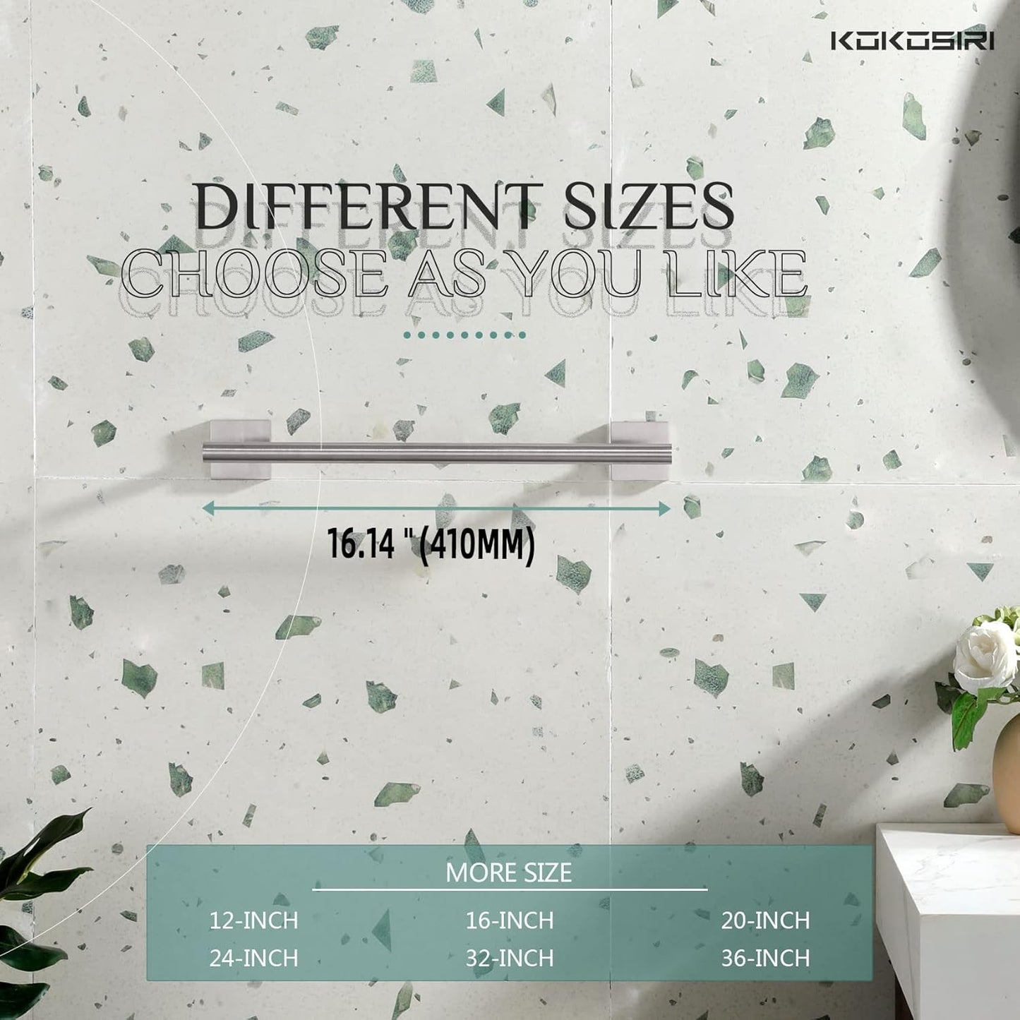 KOKOSIRI Towel Holder 16 Inch Bathroom Hand Towel Bar for Bath Kitchen Toilet Brushed Nickel Stainless Steel B4005BR-L16