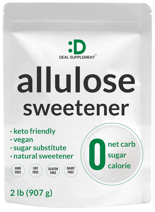 Allulose Sweetener 2 Pounds – Natural Sugar Subsitutes, No Aftertaste - Keto Friendly, Vegan, Zero Net Carb, Zero Calorie, Great for Cooking & Baking