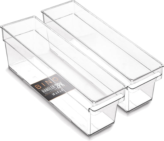BINO | Plastic Storage Bins, Small | THE HANDLER COLLECTION | Multipurpose Organizer Bins | Kitchen Pantry Organizers and Storage | Clear Containers for Organizing Home | Freezer Organizer