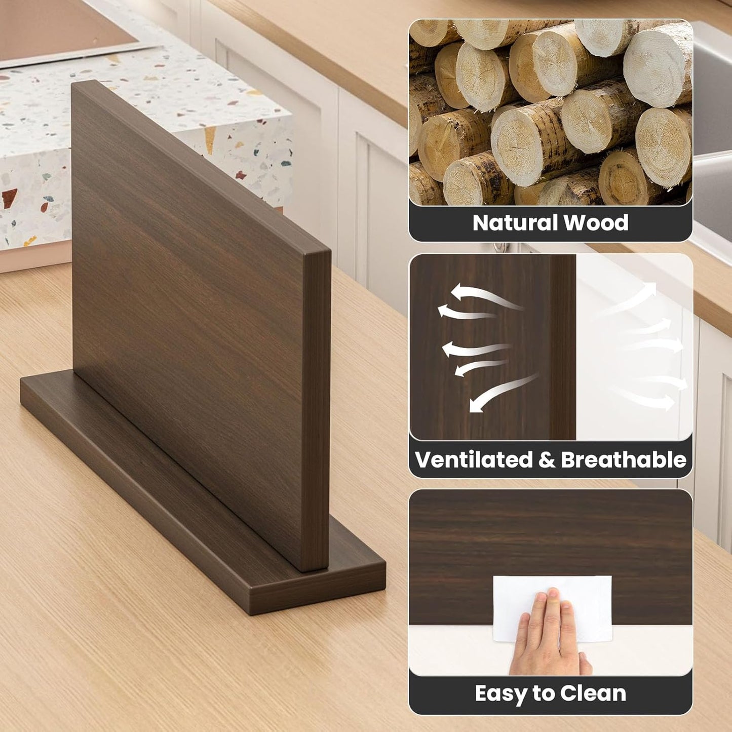 Extra Large Magnetic Knife Holder, Double-Sided Magnetic Knife Block Universal Multi-function Display Rack for Kitchen Counter (Dark Gray)