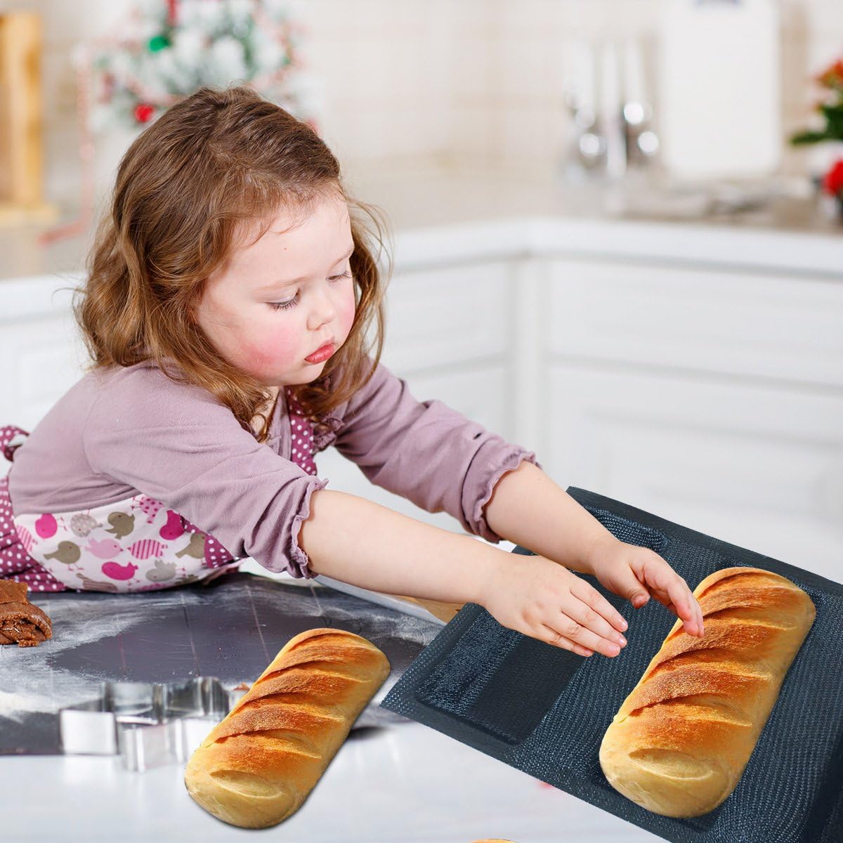 Mesh Silicone Bread Forms Square Shape Bread Molds Non Stick Bakery Tray Silicone Coated Fiber Glass Loaf Crusty Bread Bakeware For Small Toaster Oven