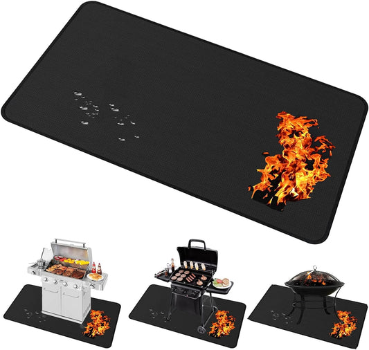 Large 65x40 inch under Grill Mats for Outdoor Grill - Double-sided Fireproof Fire Pit Mats for under Fire Pit Fireplace- Waterproof BBQ Mat under BBQ -Grill Floor Pad for Patio Deck Protector