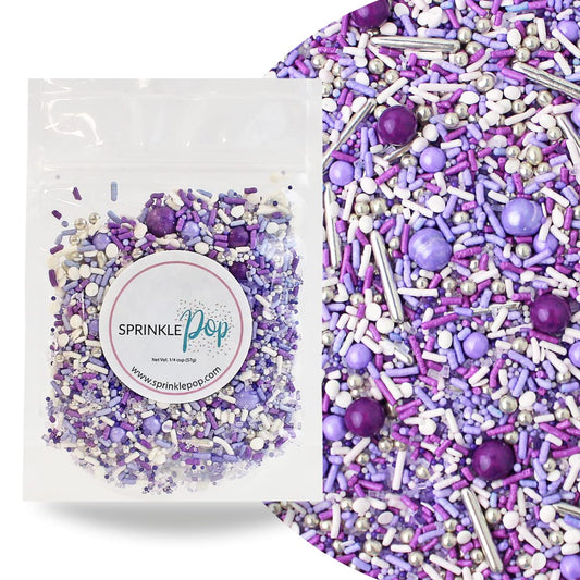 Sprinkle Pop Perfectly Purple Sprinkle Mix| Monochromatic Mix of Rich Purple White & Lavender Sprinkles Made in USA for Decorating Valentine’s Day Bridal Shower Birthday Cakes Cookies Cupcakes, 2oz