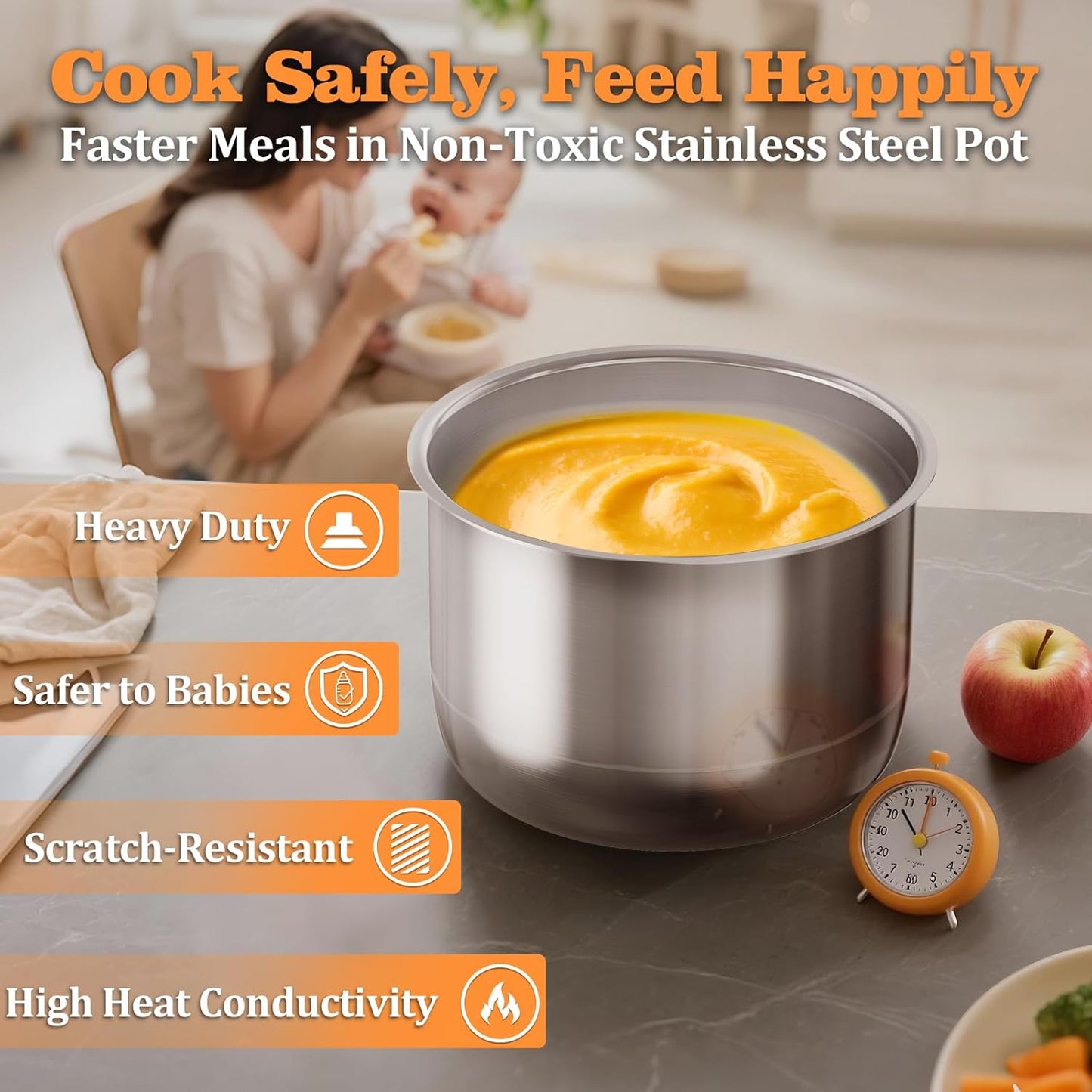 Fullwill Electric Pressure Cooker 6QT Dual Pots, 12 in 1 MultiFunction Cooker with 304 Stainless Steel & Ceramic Pots, Pressure Cook, Soup, Porridge, Yogurt, Meat Stew, Rice, Poultry, Beans and More