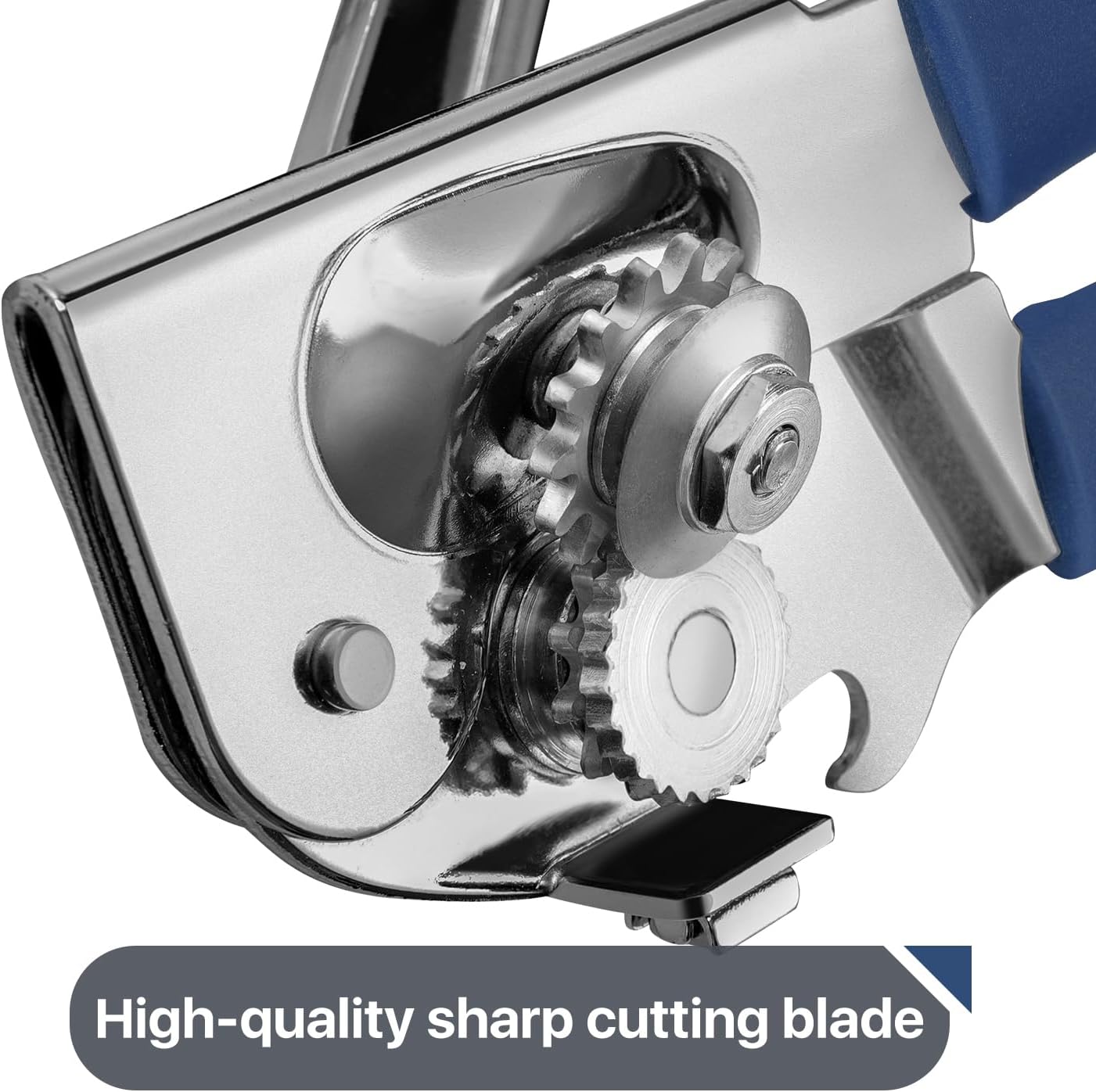 Commercial Can Opener, UHIYEE Hand Crank Can Opener Manual Heavy Duty with Comfortable Extra-long Handles, Oversized Knob, Large Handheld Can Open Easy for Big Cans, Blue