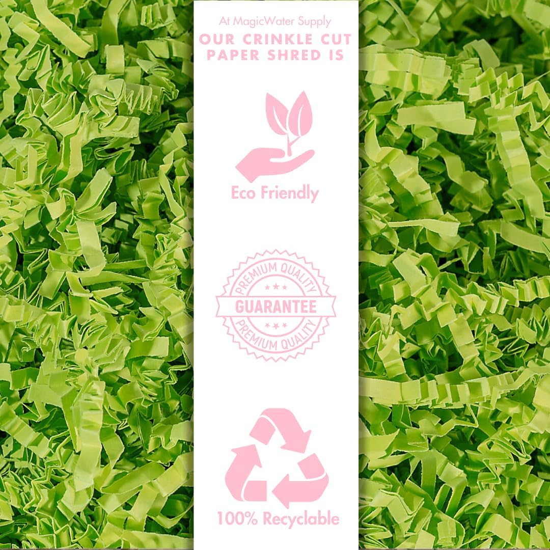 MagicWater Crinkle Cut Paper for Gift Baskets - 2LB - Lime Green - Perfect for Shredded Paper Filler, Basket Filler, Gift Boxes, Bridesmaid Gifts, Halloween Stuffers & More – Ideal for All Occasions