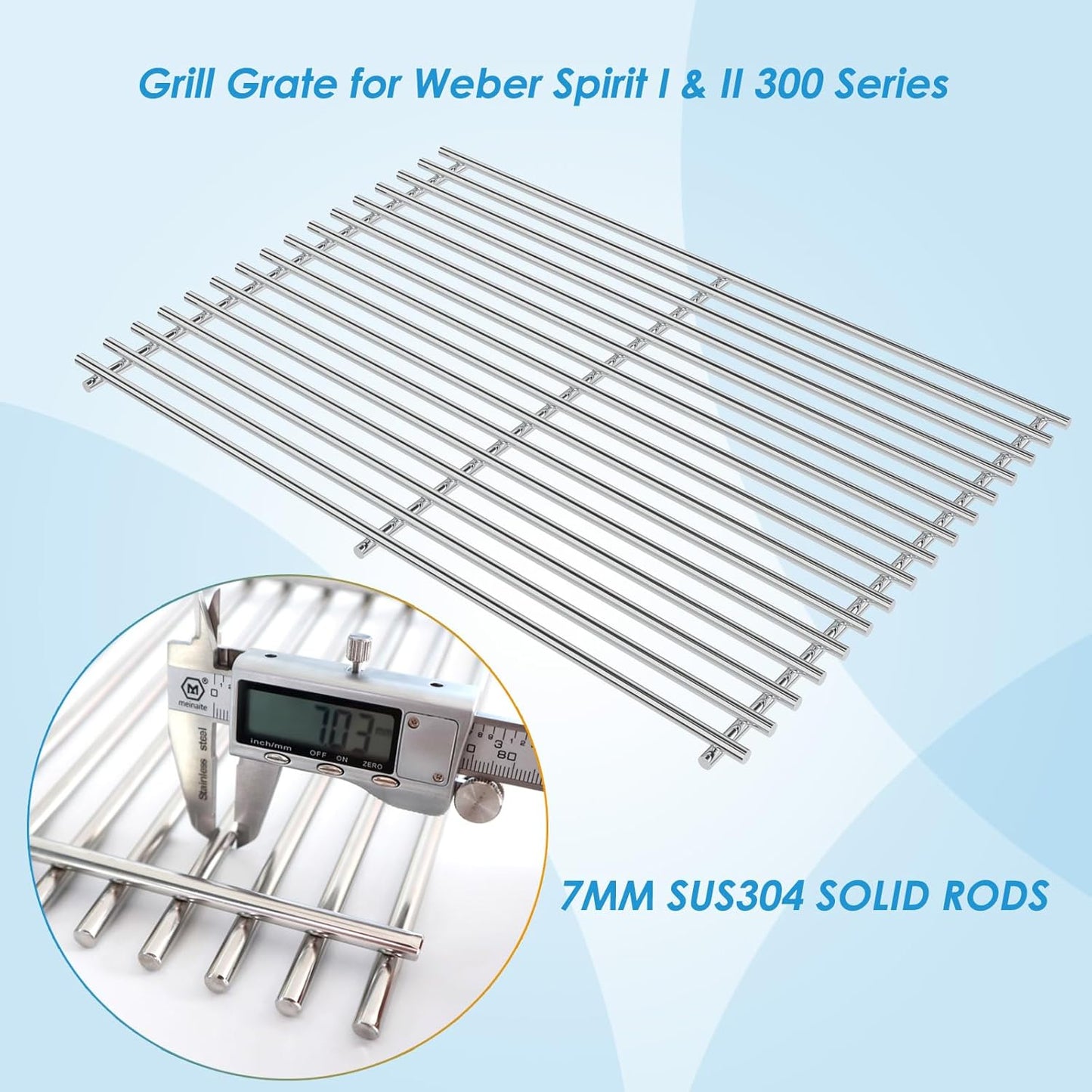 7639 17.5" Grill Grates Replacement for Weber GS4 Spirit II 300 Series, for Weber Spirit 300 Grill Grates, Genesis Silver/Gold/Platinum B/C, Genesis 1000-5000 for Weber Grill Grates