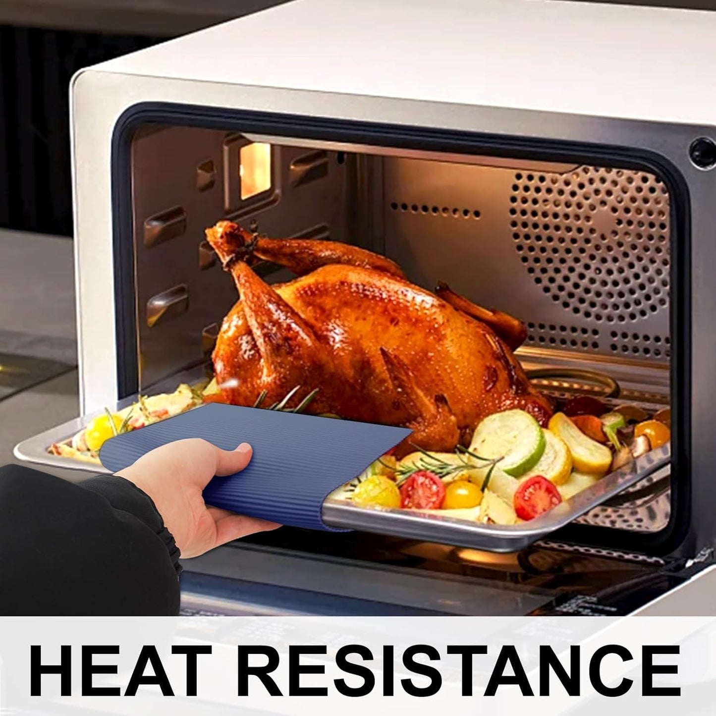 2 Pack 8.6"x8.6" Trivets for Hot Dishes, Hot Pads for Kitchen, Silicone Trivets for Hot Pots and Pans, Hot Plates to Protect Table, Heat Resistant Silicone Trivet Grey (Blue, 8.6"x8.6")