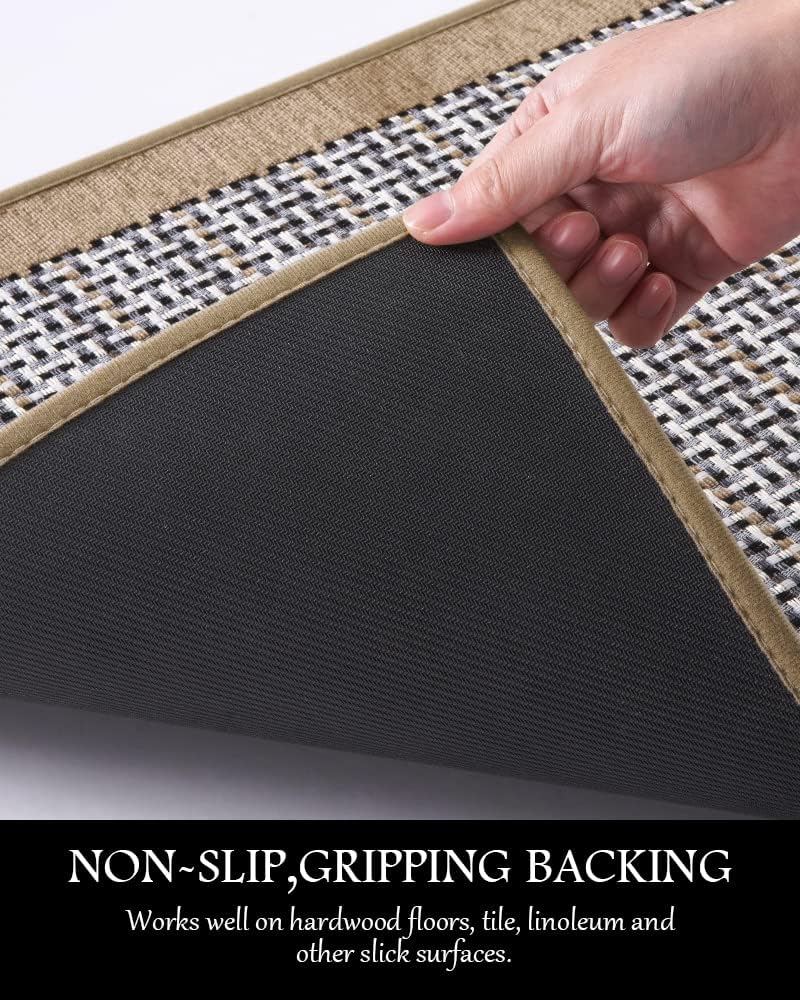 PADOOR Kitchen Mats for Floor, Kitchen Rugs Non Slip Washable, Rubber Backed Kitchen Runner Super Absorbent Kitchen Floor Mat Sink Rug, 25”x59” Brown