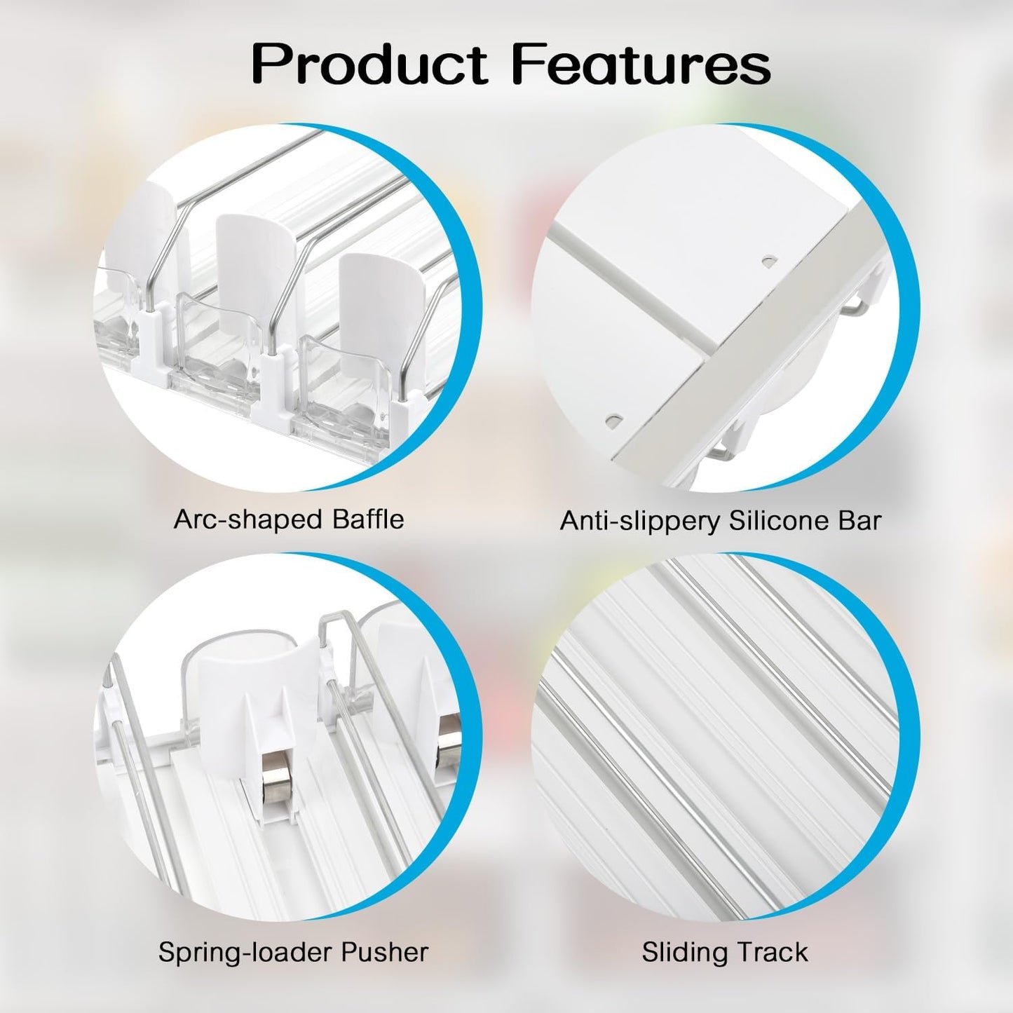 Soda Can Dispenser for Refrigerator, 3 Row Self-Pushing Rack, Fits up to 15 Cans, Width Adjustable Beverage Storage Rack, 15inch White